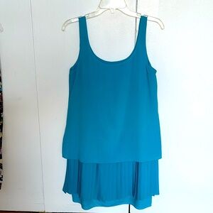 Blue pleated shift dress size 6